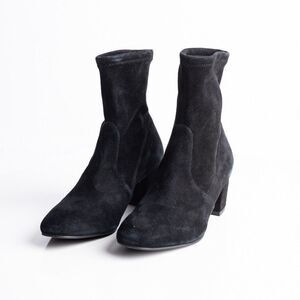 Stuart Weitzman Siggy 60 Black Suede Leather Stretch Sock Boots 36.5 US 6 New